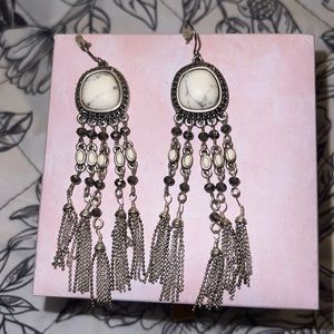 Lucky white marble earrings